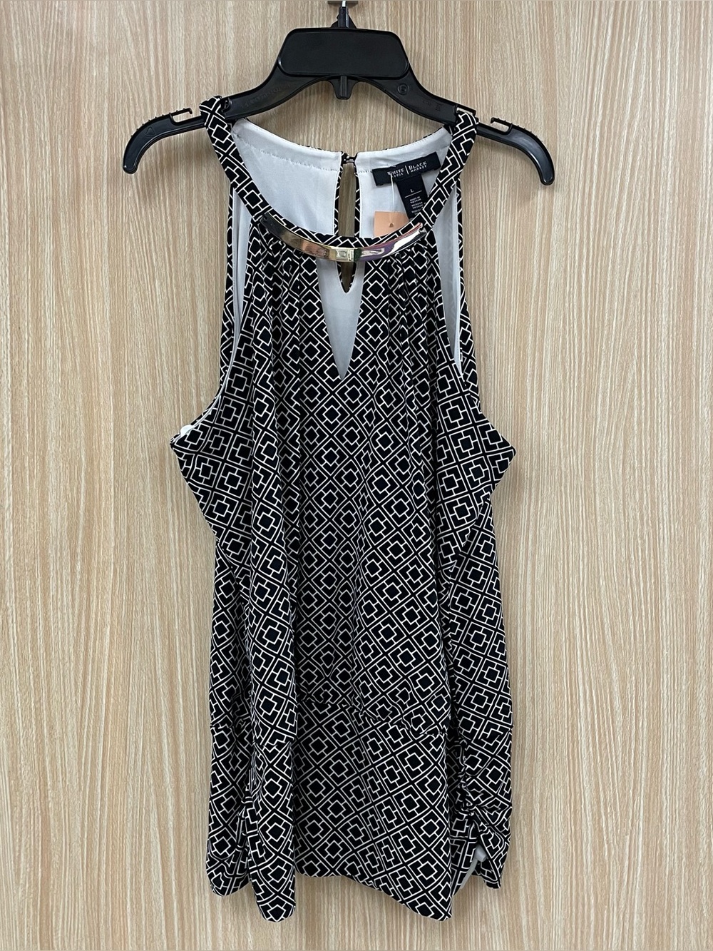 White House Black Market Black Print Top Size L